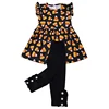 wholesale children clothes 2 pieces halloween candy corn applique boutique outfits fall clothing sets