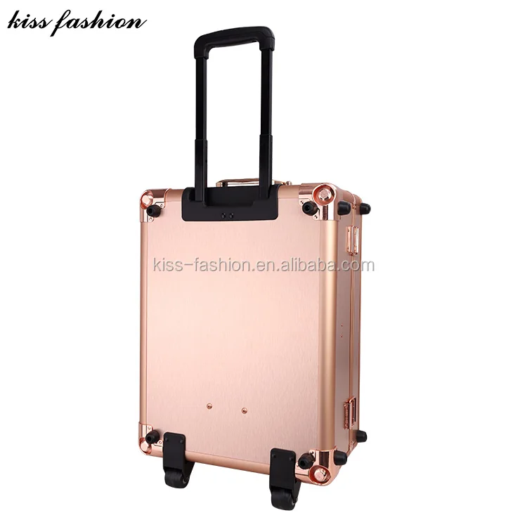Black Aluminum Rolling Cosmetic Train Case Makeup Vanity Station Case