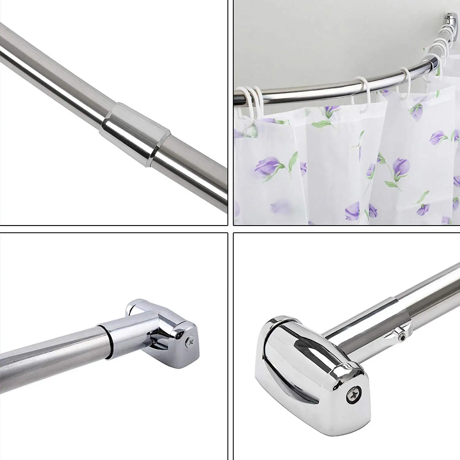 Curved Shower Curtain Rod Adjustable Shower Rod 41 To 70 Inches