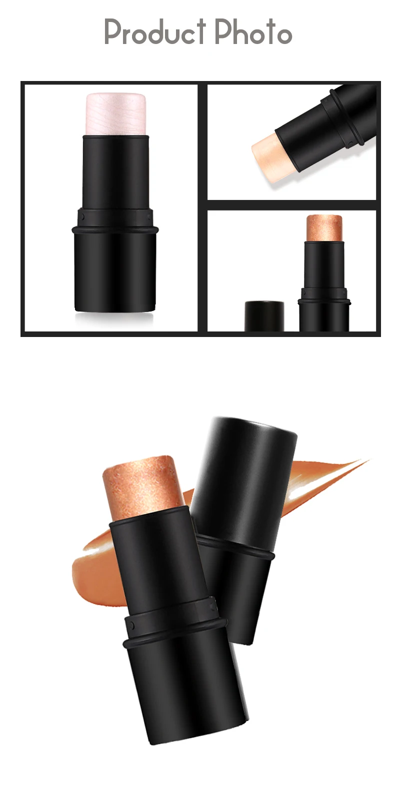 2020 New Design 5Colors High Pigment Glitter Face Body Custom Stick Pressed Highlighter Vendors Men'S Cosmetic