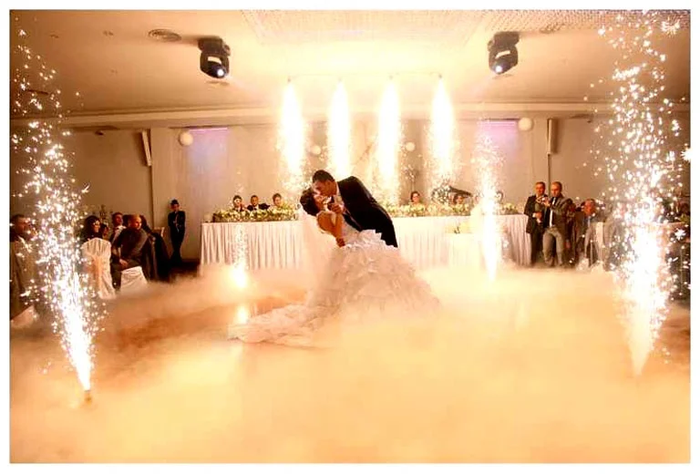 indoor wedding cold pyro