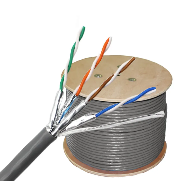 防火双绞线独立箔屏蔽 pvc lszh 23awg cat6a u/ftp 以太网电缆