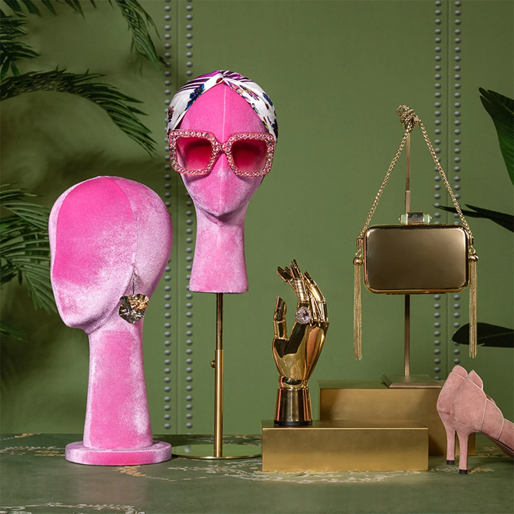 Luxury Rose Red Velvet Mannequin Head,33 Cm Wig Manikin Head With