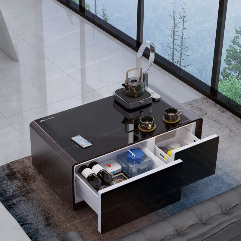 Black Color Smart Touch Furniture Table With Refrigerator Drawers Buy Coffee Table For Living Room Central Table Living Room Living Room Coffee Table Product On Alibaba Com