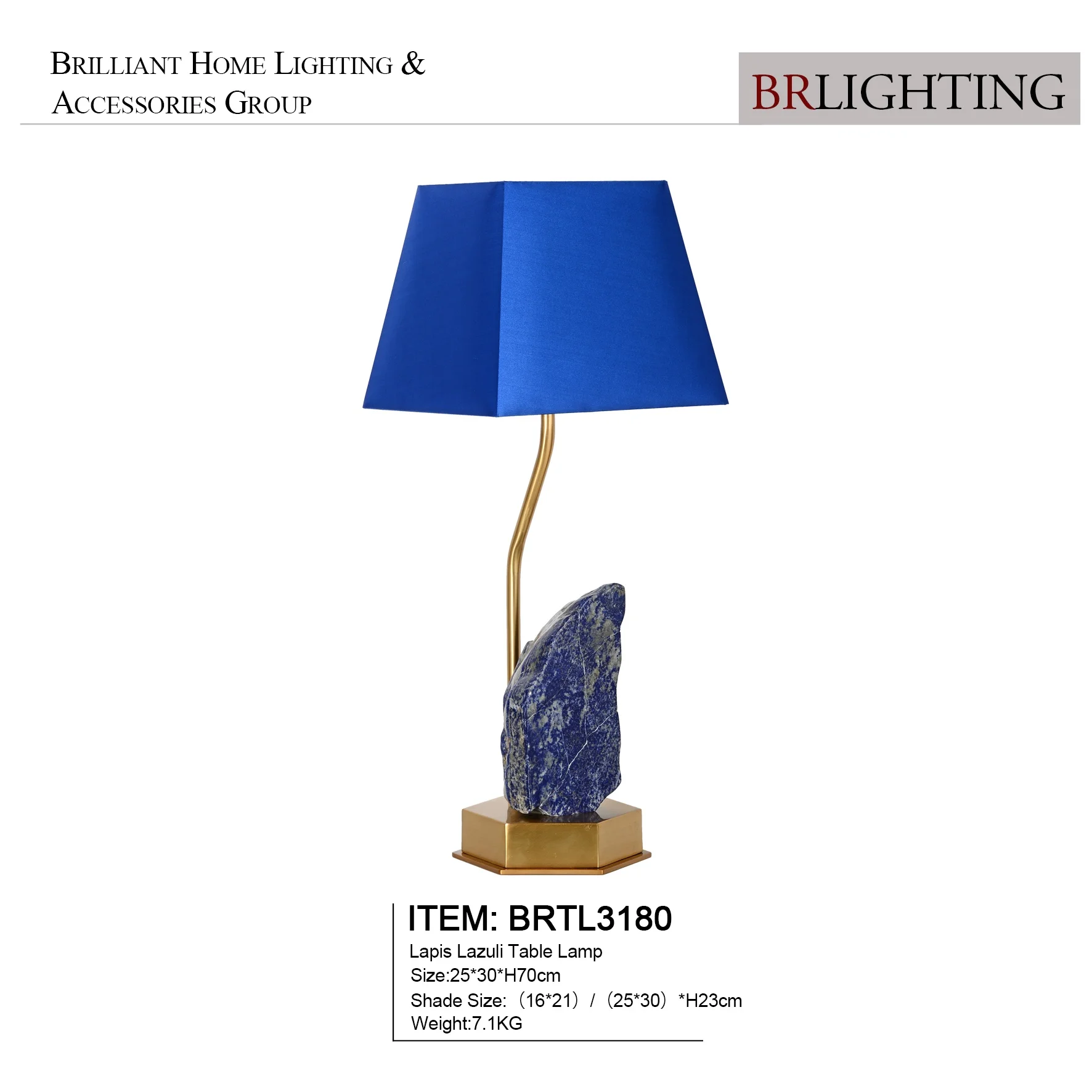 High-End Elegant European Style Natural Lapis  Natural Stone Art Table Lamps For Dinning Room