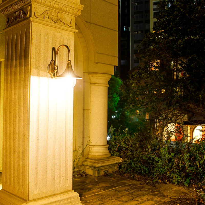 Antique exterior wall lights aluminum garden mounted lantern waterproof outdoor led wall lighting fixture