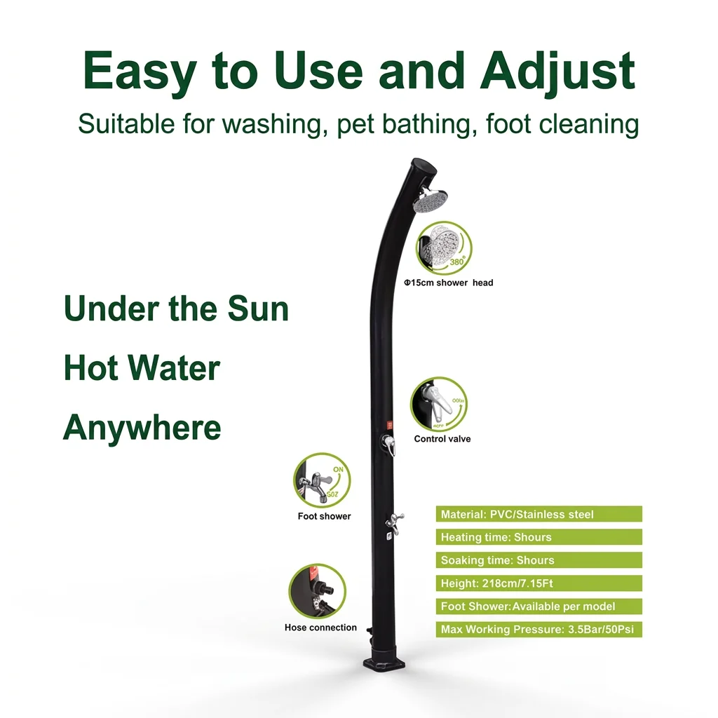 Poolside Solar Shower - Efficient 35L PVC Outdoor Solution
