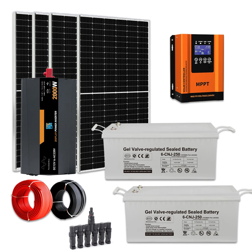 Compact 2000W solar panel kit with foldable panels and portable power station