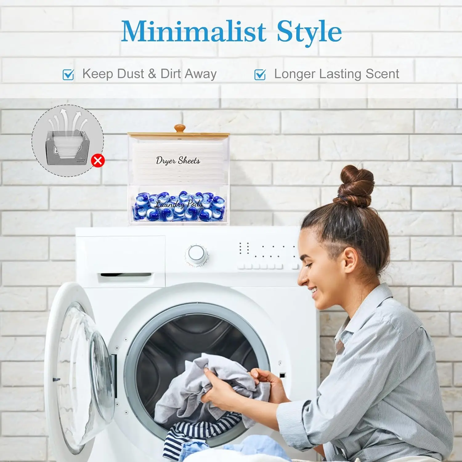 Clear Laundry Room Detergent Pods Dispenser Box Acrylic Dryer Sheet