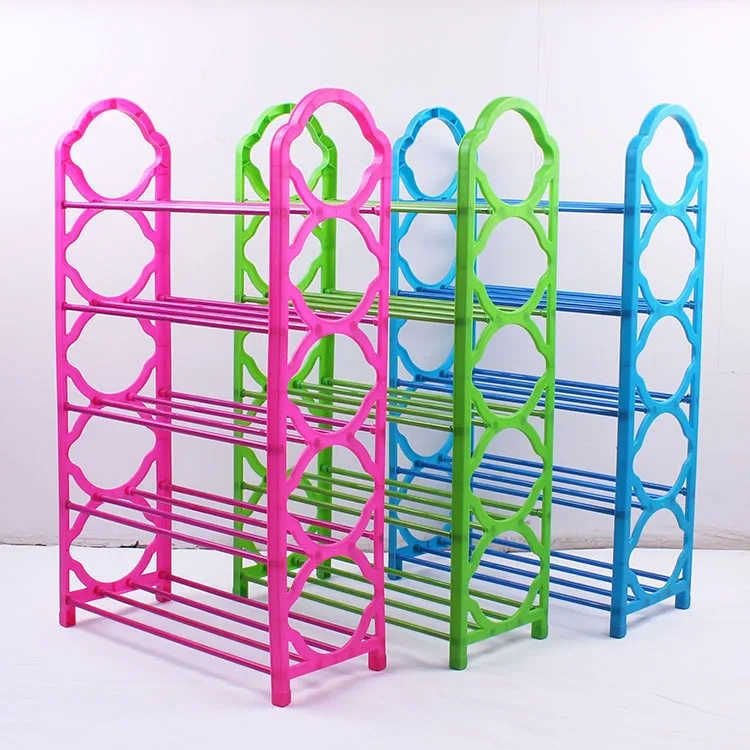China Factory Modern Shoe Rack 5 Tiers Organizer Simple Plastic Shoe