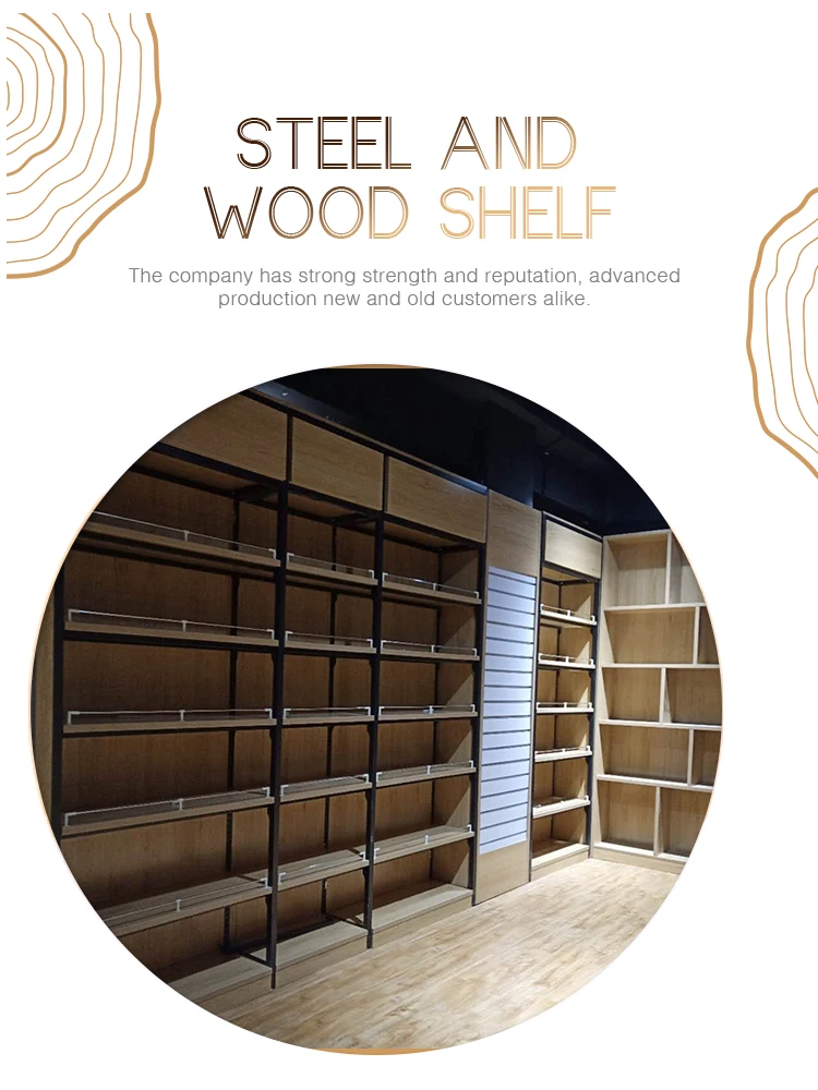 Retail wooden shoe showcase storage shelving metal shelf