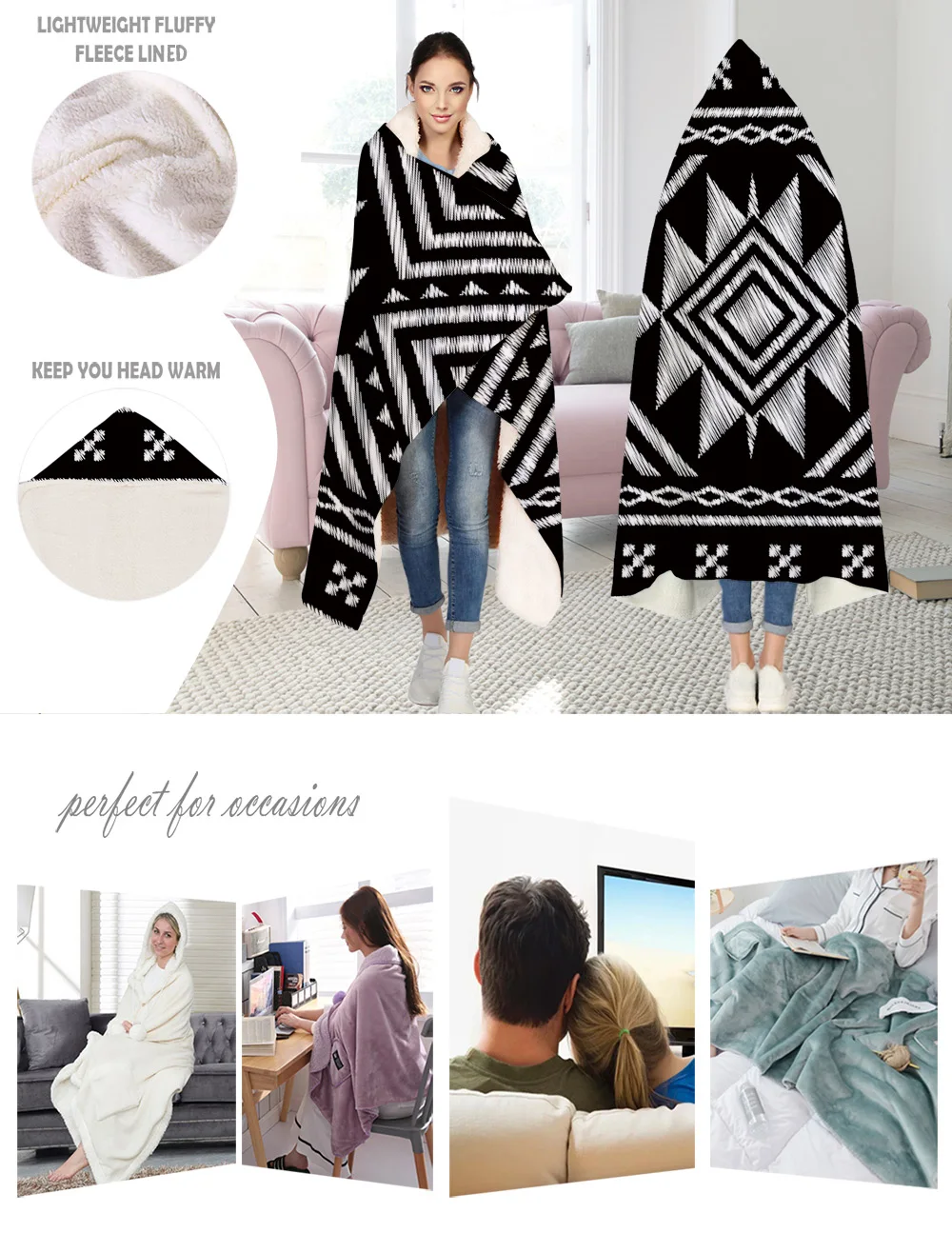 Traditional Geometric Ethnic Pattern Sarape Cobija Thick San Marcos