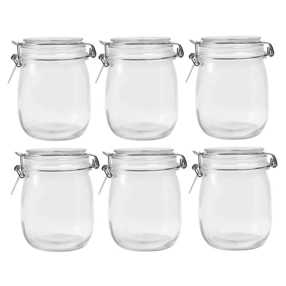 25 Oz Glass Jar 6 Pack With Airtight Rubber Gasket Lid Reusable Storage