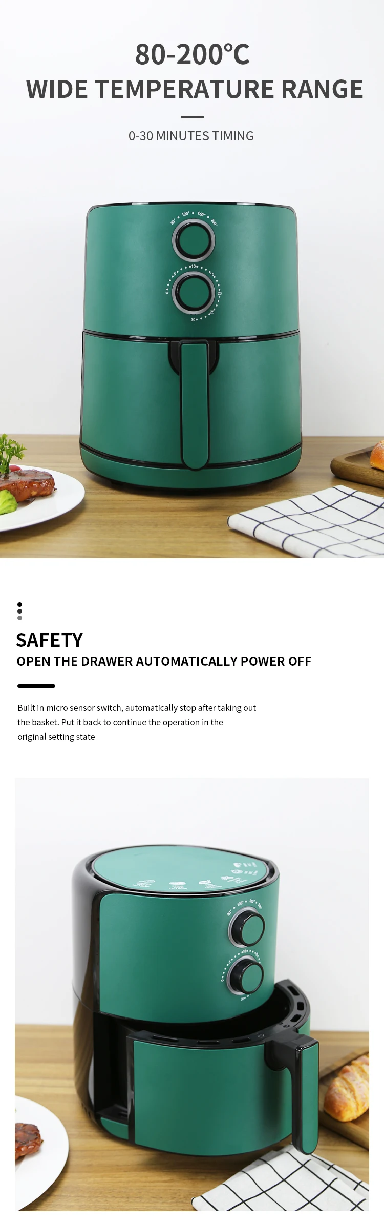 OEM Healthy Electric Smart Kitchen Appliances 5L Air Fryer Home Deep Fryer