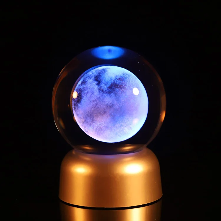 Wholesale shinning customized laser engraved K9 crystal balls with LED wood/crystal base many size, multi-color manufacture