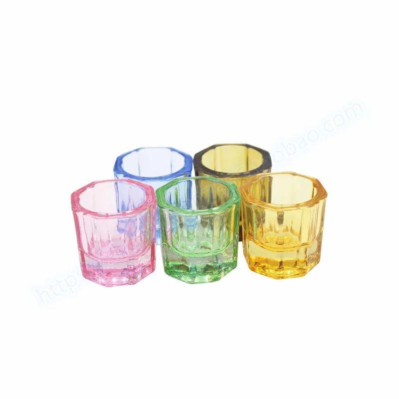 Medical Colorful 10ml Dental Crystal Octagonal Cup / Dental Glass Cup