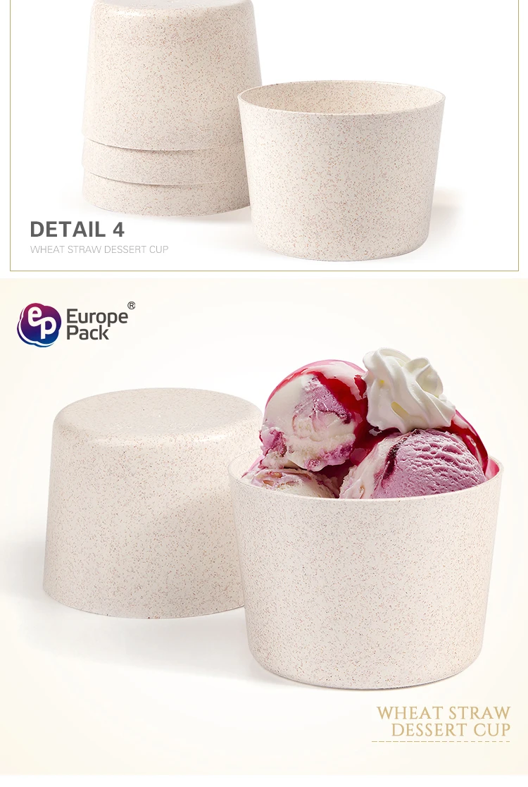 Eco Friendly Biodegradable New Material Wheat Straw Plastic Dessert Cup