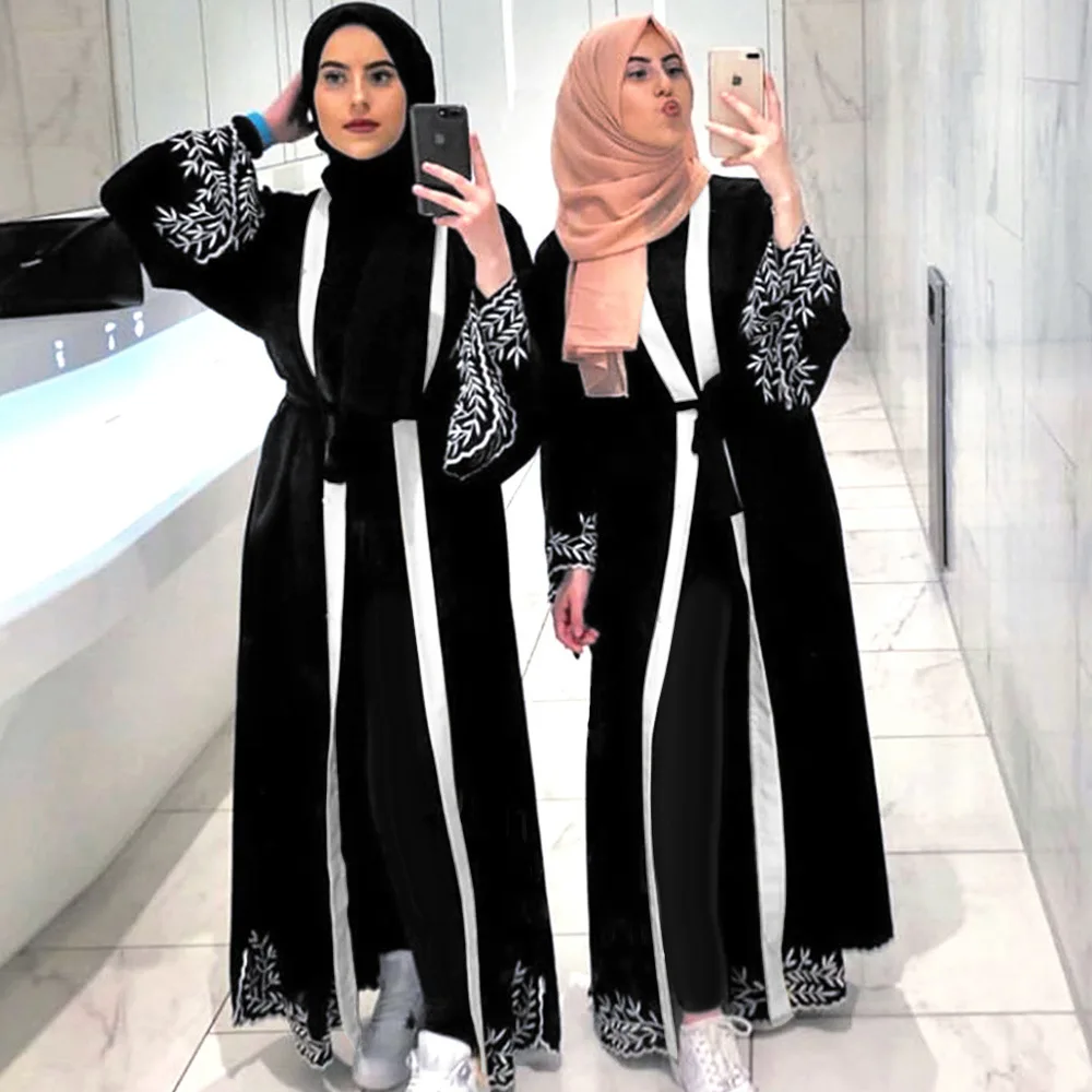 Ramadan Dubai Open Abaya Muslim Women Maxi Dress Kaftan Jilbab Cardigan Islamic 