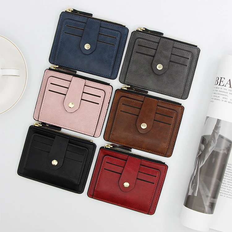 Women Men Leather Wallet zip Leather Coin Purse Card Holder Wallet Handbag Bags