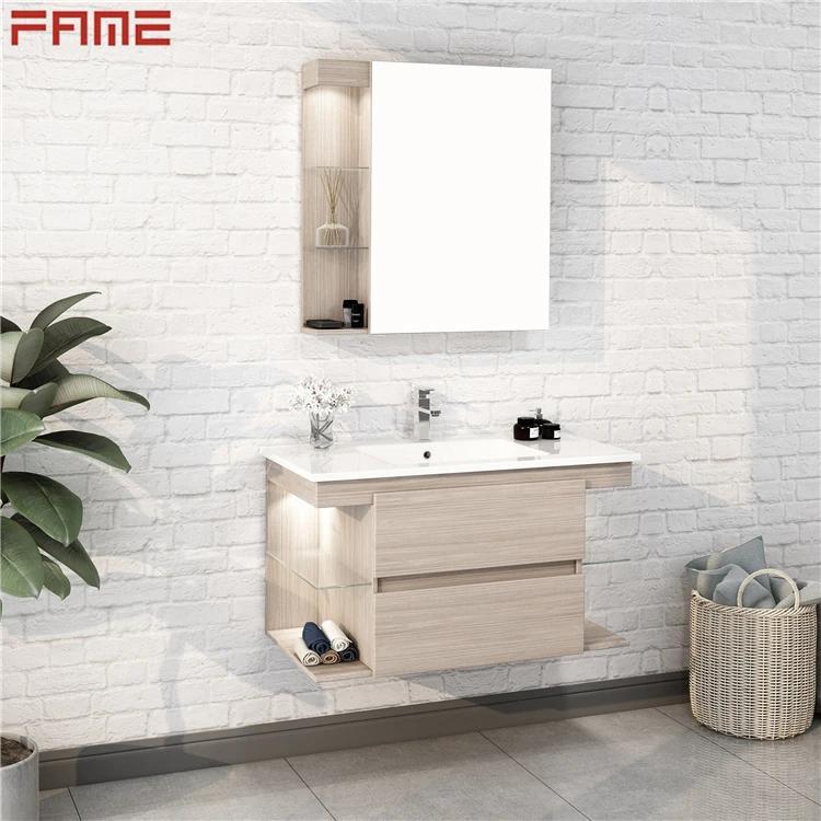Hangzhou Fame Modern MDF Bathroom Mirrored Storage Cabinet Multi-function with Halogen Lights