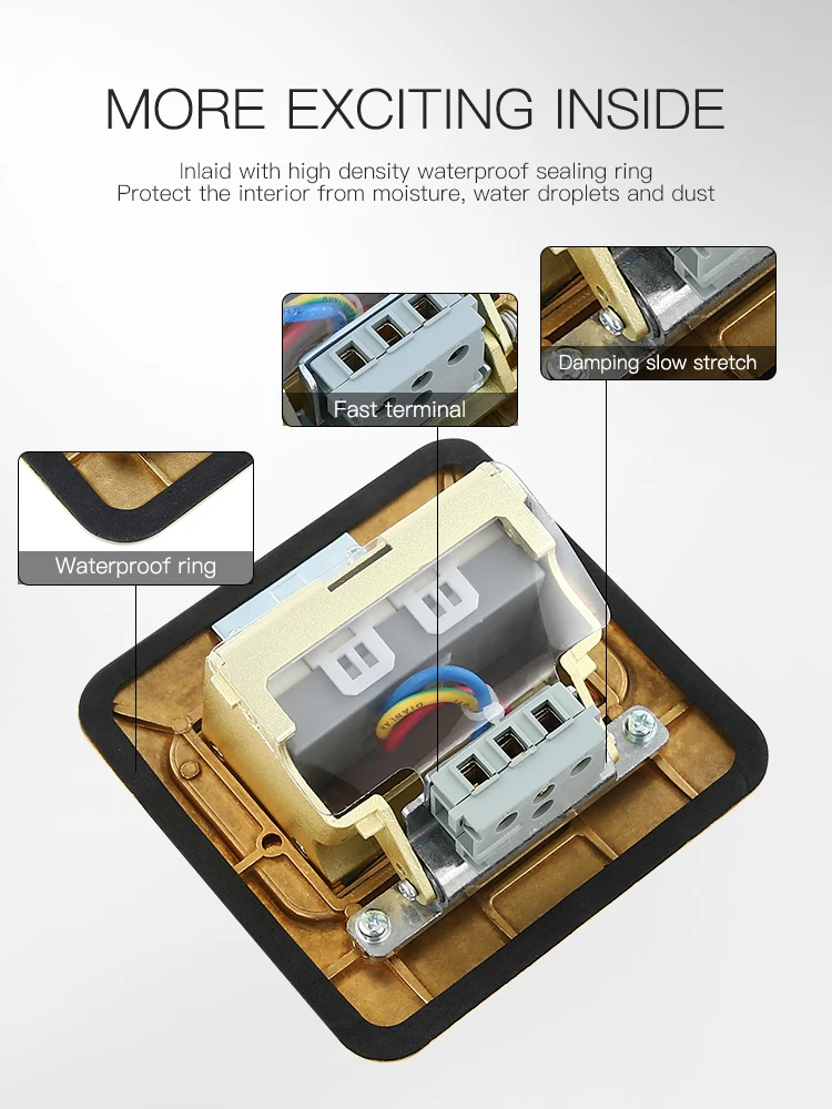 usa Standard brass power 13A damping pop-up floor socket box