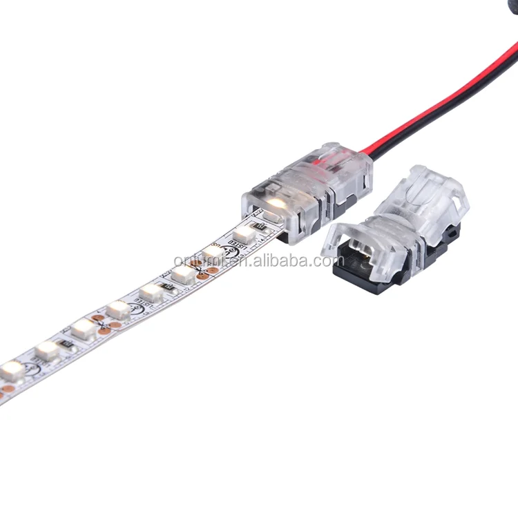Solderless 2pin 8mm  LED Strip Connector for 8mm  IP20 LED Strip to Wire Quick Connection  SMD5050 3528  30SMD/meter 50SMD/meter