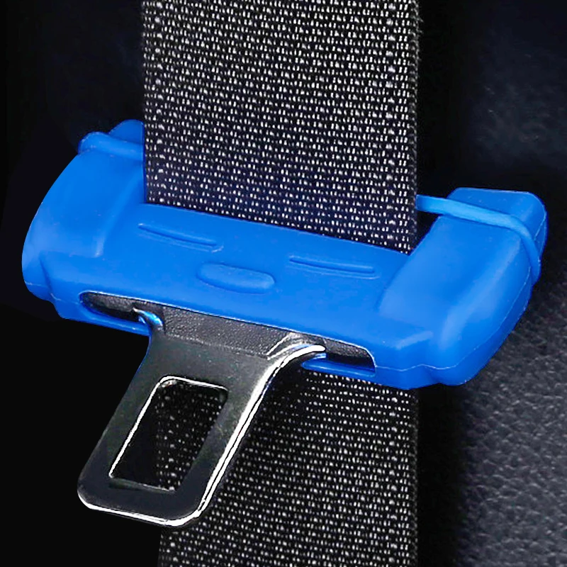 2x Blue Car Safety Seat Adjuster Belt Buckle Anti-Scratch Protective Case Cover 