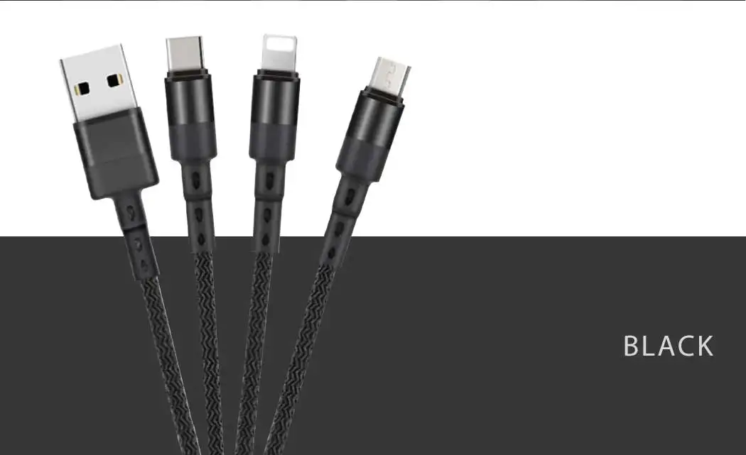 3 In 1 Micro USB Type C Multi Charger Cable for Xiaomi Samsung Mobile Phone 8-PIN USB Cord USB-C Charging Cable - ANKUX.COM