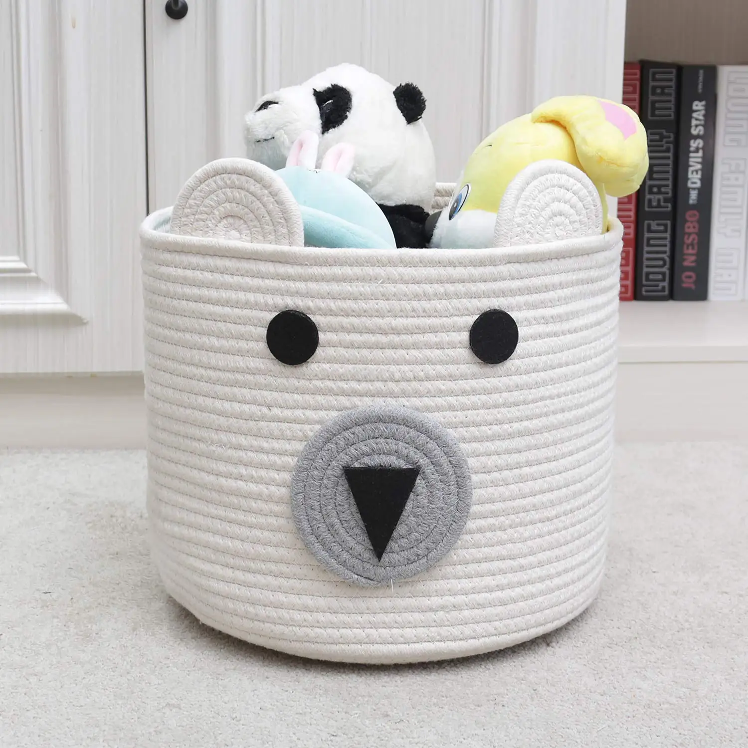 Cartoon Cotton Rope Storage Basket With Cute Bear Design Foldable Rope ...