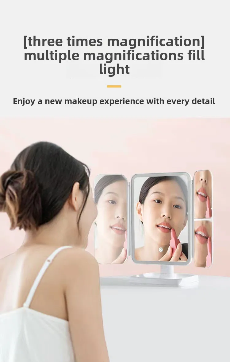 Latest Foldable Vanity LED Lighted Makeup Mirror Touch Screen 1X/2X/3X Magnification for Cosmetics