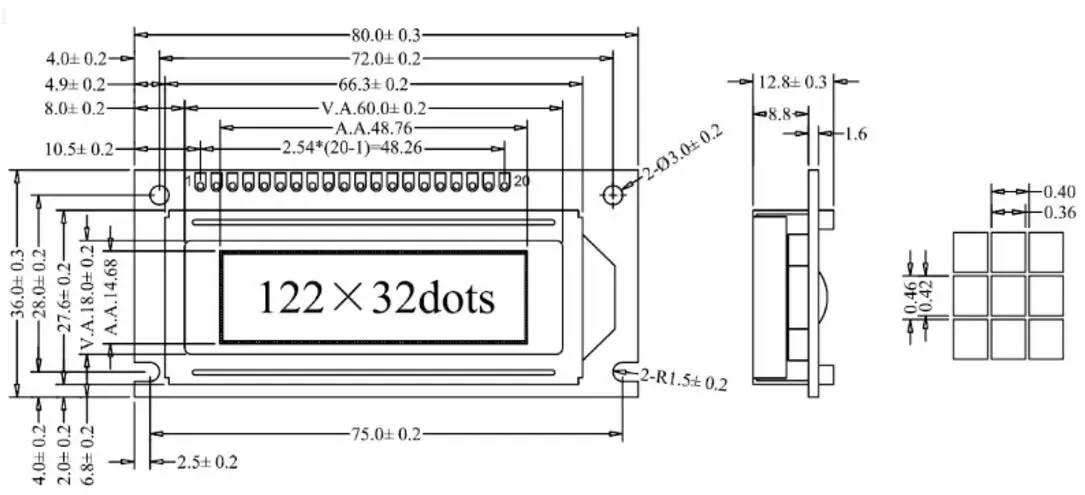 122X32 LCD Display - COB Graphic LCD Module by EVERTRON