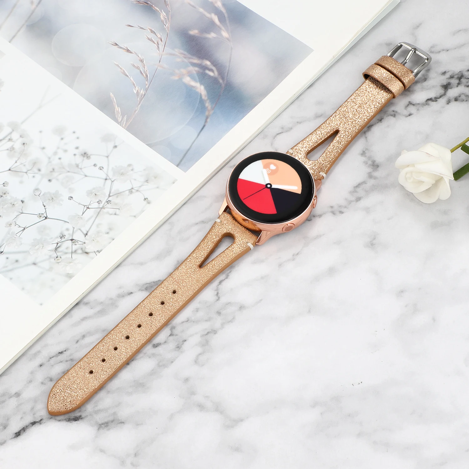 Ldfas Galaxy Leather Smart Watch Band Leather 22mm Leather Watch Strap