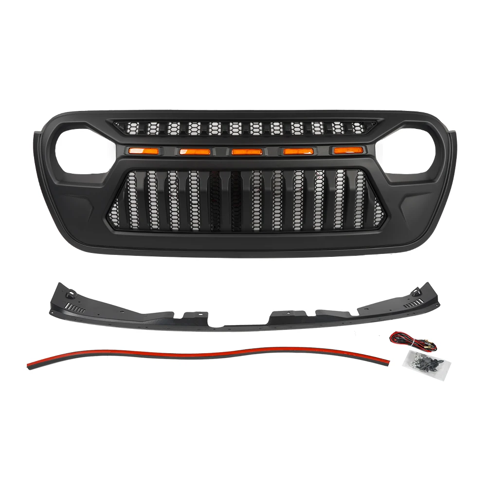 Front Grille with 5 LED Lights for Jeep Wrangler JL details