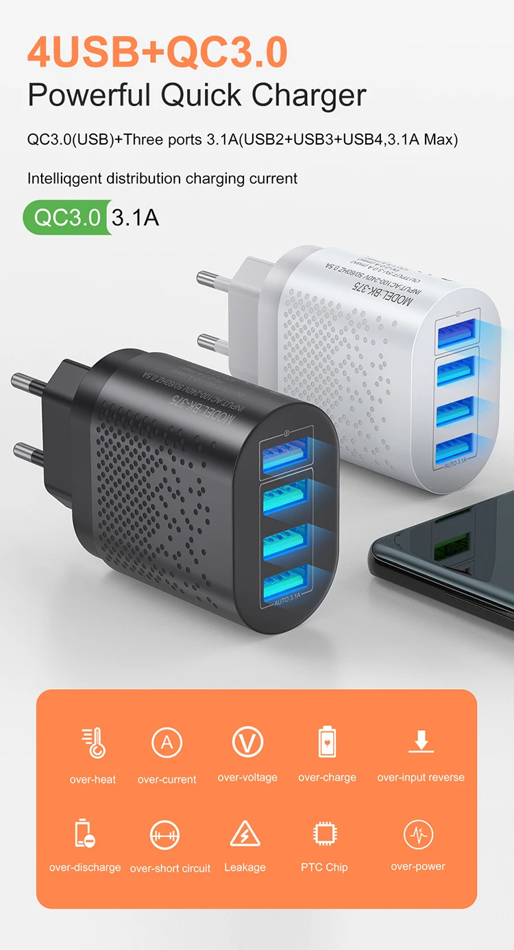 4 Port Quick Fast Charger