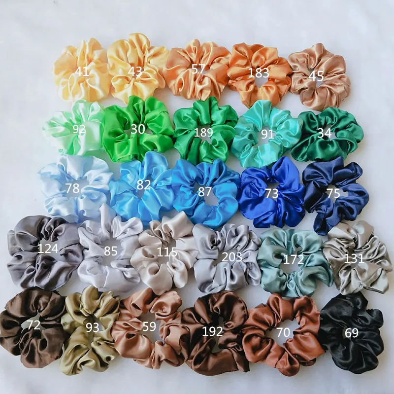 New 52-color Large Intestine Hair Ties Bright Color Satin Elastic Hair Rope