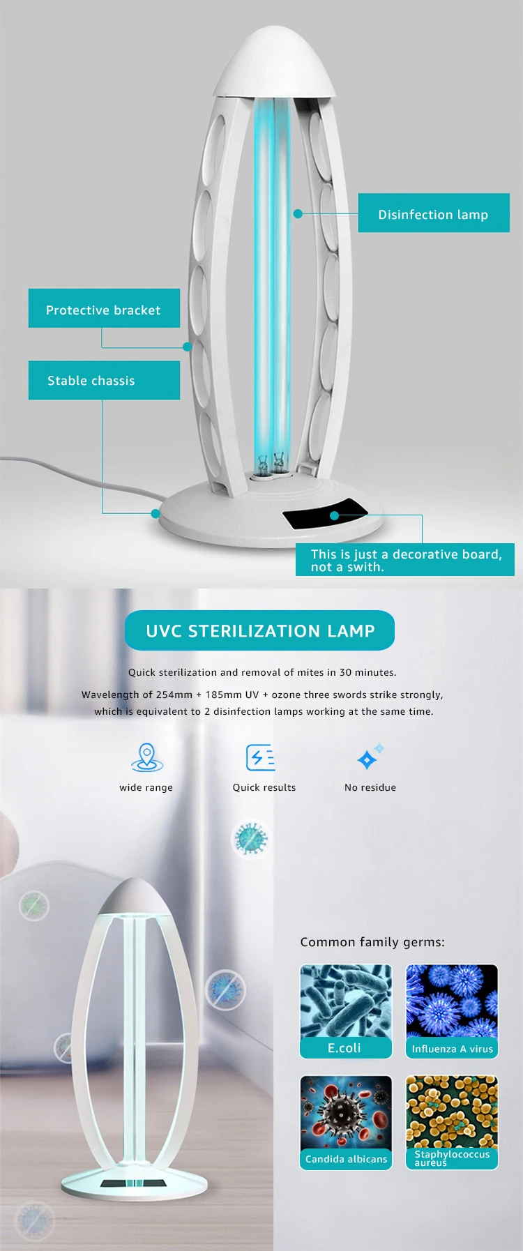 BLUESWIFT Lamparas LED Ultraviolet Sterilization Germicidal Disinfection Uv Lamp Light Sterilizer