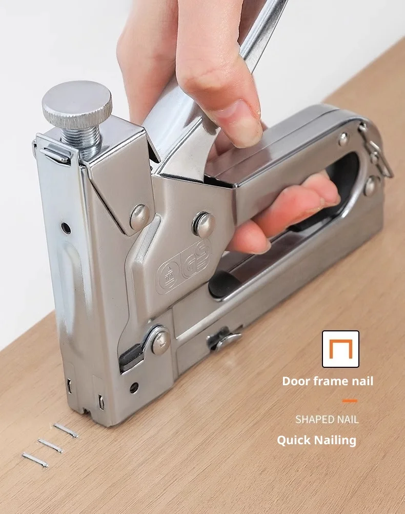 Industrial Grade Iron Manual Brad Nail Gun for Carpentry and Household Use U-shaped Four-use 2 1/2in Nail Capacity