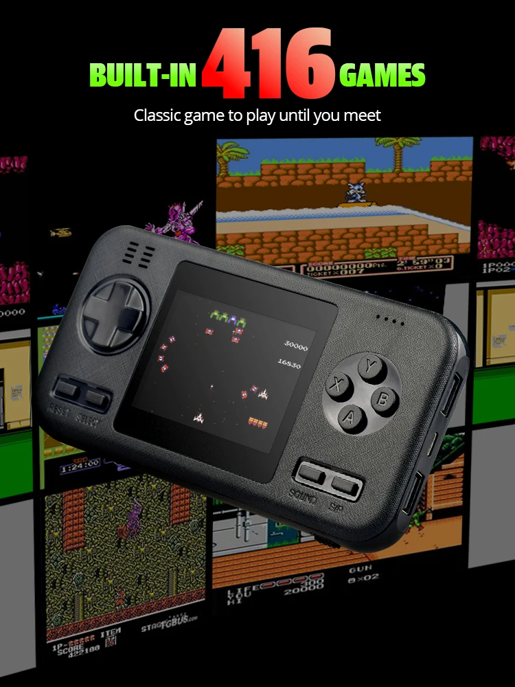 DATEN FROSCH Handheld Tragbare Retro Spielkonsole mit 8000mAh Power Bank Buil-in 416 Klassische Spiele Mini Handheld konsole