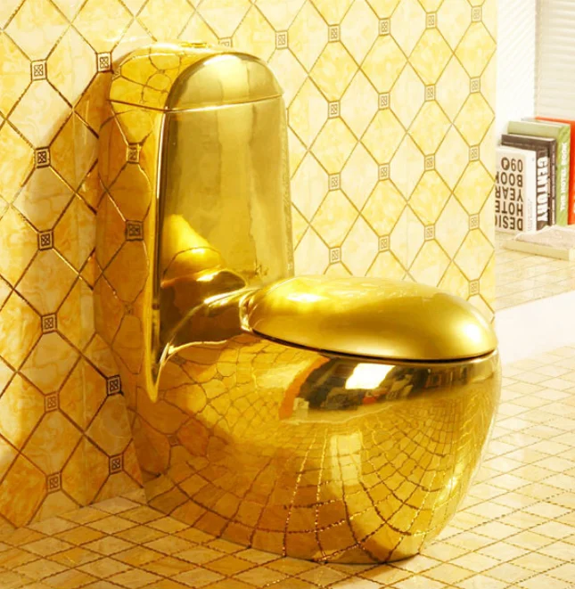 
Hot sale ceramic golden sanitary wares one piece new gold ceramic toilet for hotel 