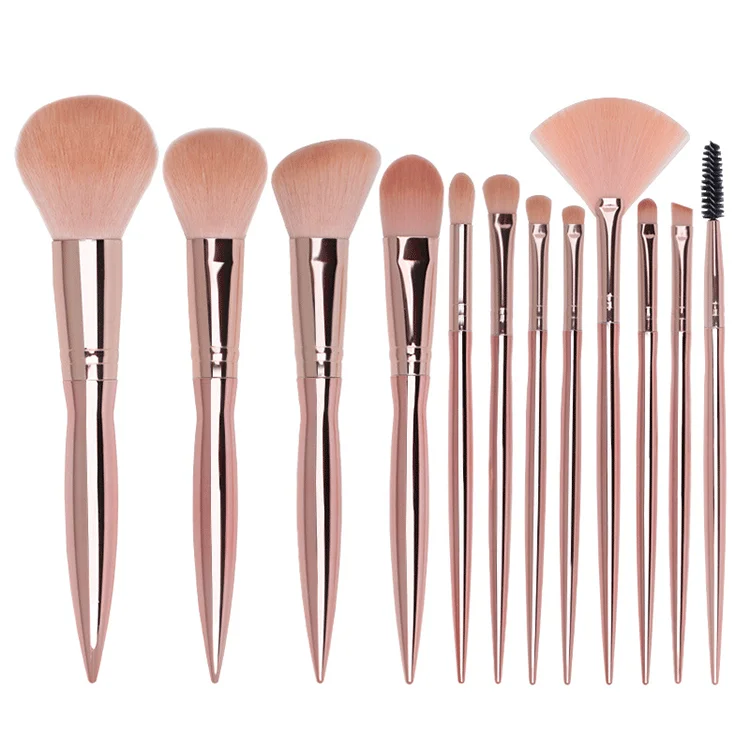 2020 Private Label Custom OEM Taklon 12pcs Rose Gold Makeup Brush Set