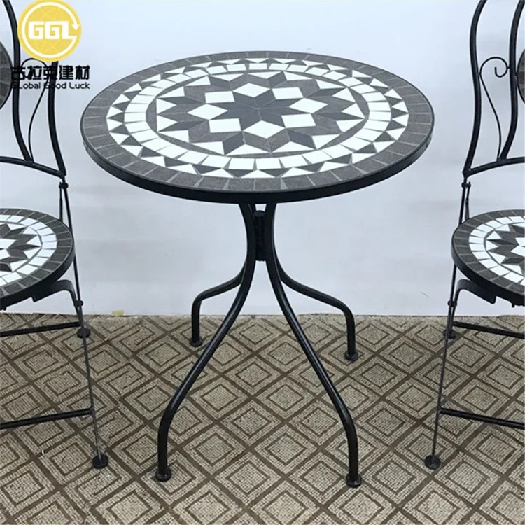 Outdoor Garden Ceramic Tile Top Mosaic Round Table factory