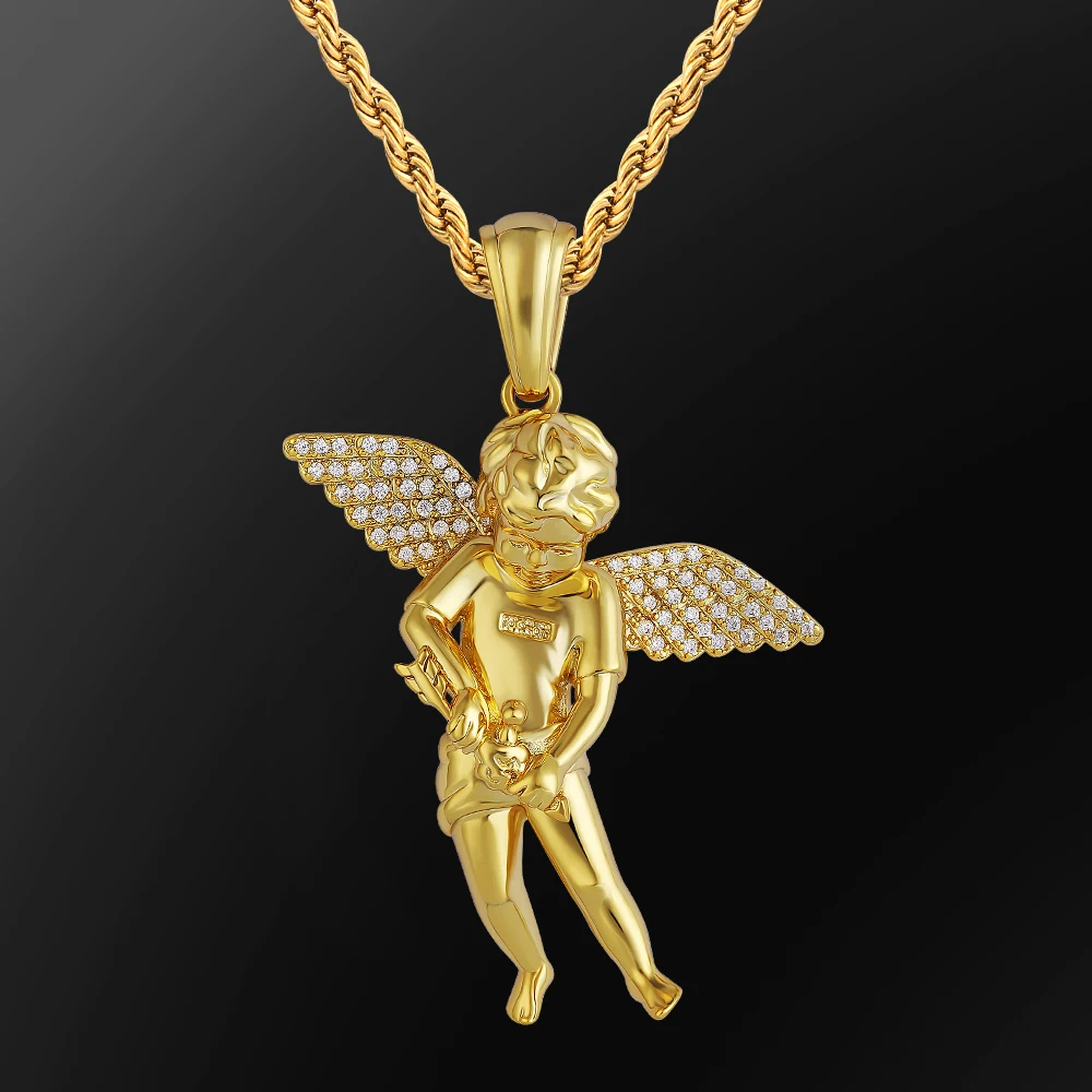 Wholesale KRKC Angel Necklace Pendant - Iced Diamond Charm