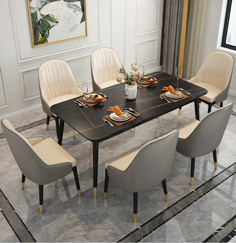 Morden Black Marble Dining Table Marble Top Dining Table Set Simple