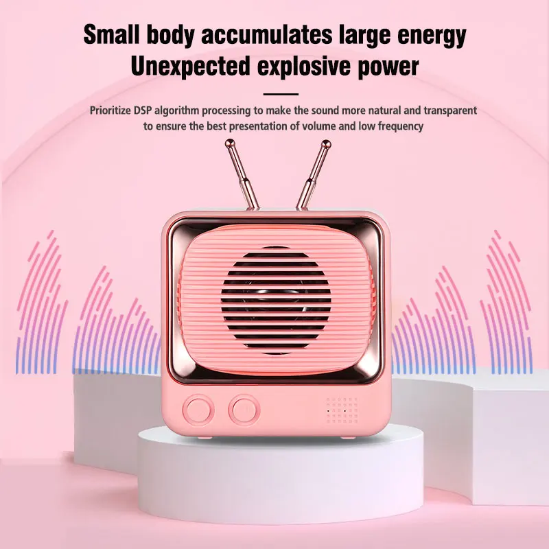 DW02 Retro Design Wireless Blue-tooth 5.0 Speaker Portable Mini TV Speaker 4D Sounds HIFI Loudspeaker Handfree Noise Reduction - ANKUX.COM