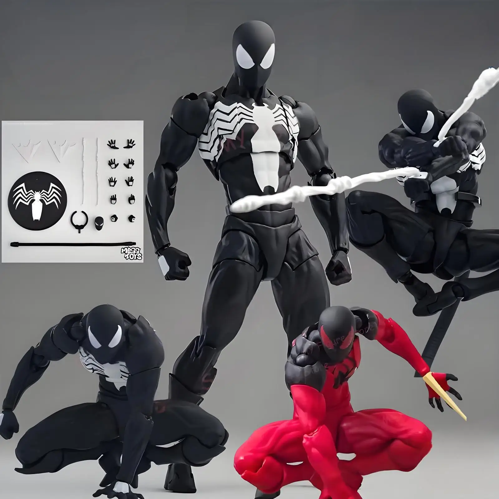 Messtoys Venom Spider-Man Figure - Black Red Plastic Toy