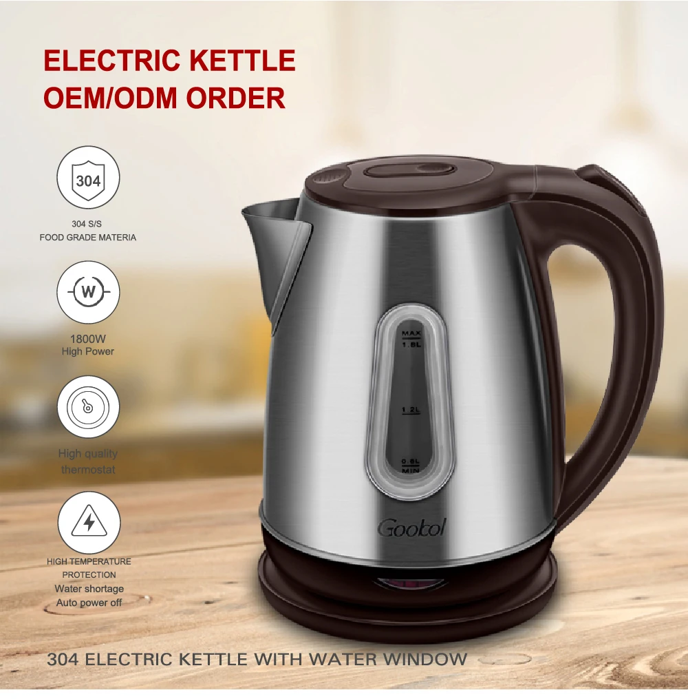 1.8l 304 Stainless Electric Kettle With Water Temperature Control