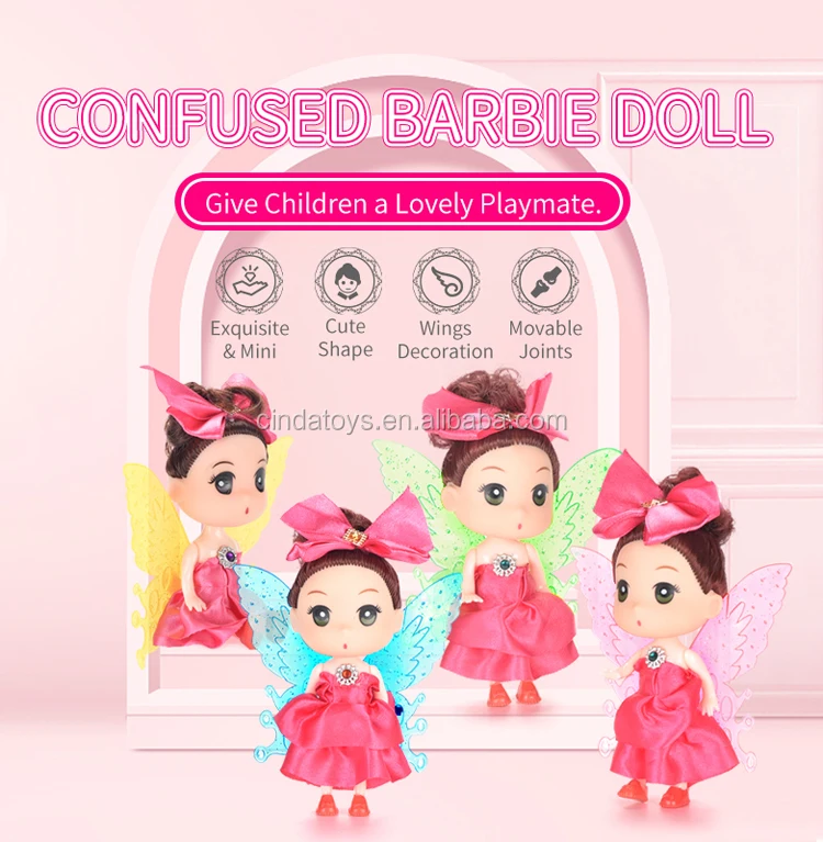 9cm Doll for Mini Ddung Dolls with Brown Bun Hair Baking Mold Dolls Girl !! 