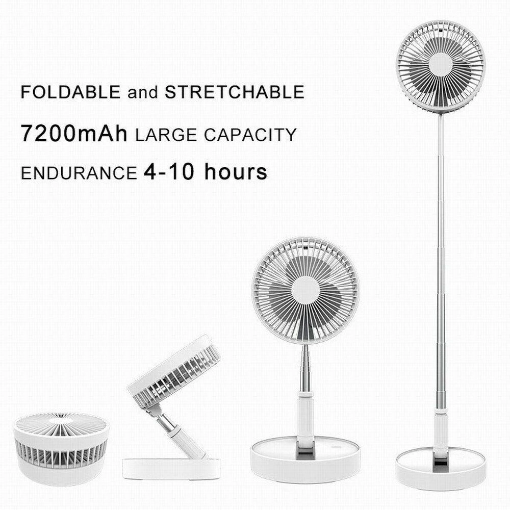 Vertak Usb Rechargeable Desk Fan 4 Speed Mini Telescopic Folding Floor