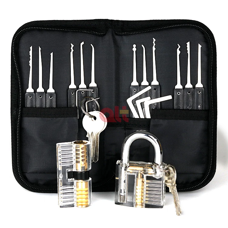 17pcs steel locksmith unlocking tool black single hook lock pick set ...