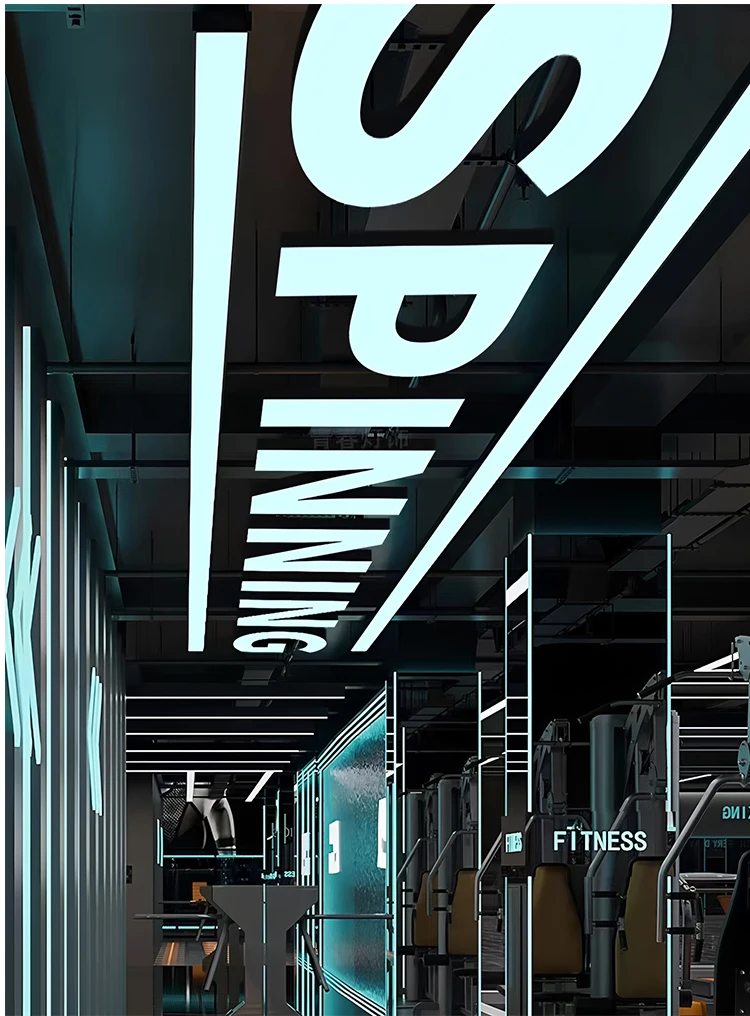 product creative led letter shape pendant light personalized custom gym boxing studio decorative light for living room-8
